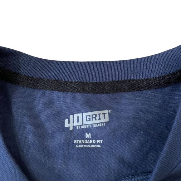 Duluth Trading 40 Grit T-Shirt Mens Size Medium Blue Long Sleeve Cotton Pocket T - Picture 3 of 5